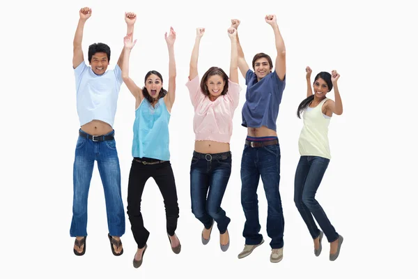 Customers jumping for joy — Stock Photo, Image