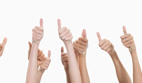 Thumbs raised and hands up — Stock Photo, Image