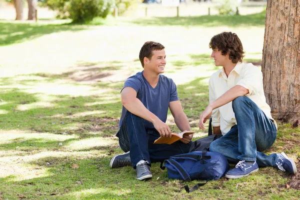 Portrait of two male students talking — Stock Photo, Image