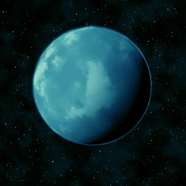 Блакитна планета в зоряному небі — стокове фото