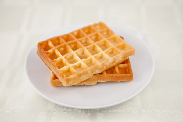 Two waffles on a saucer — Stock Photo, Image