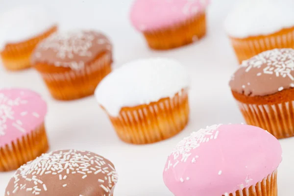 Muffins borrados com açúcar de confeiteiro — Fotografia de Stock
