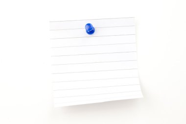 Blank paper with blue pushpin clipart