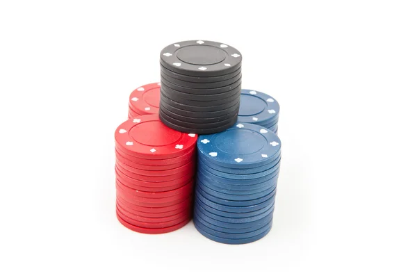 Pirâmide de moedas de poker — Fotografia de Stock