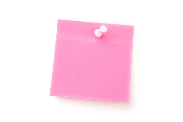 Pink adhesive note with pushpin — Stock Photo, Image