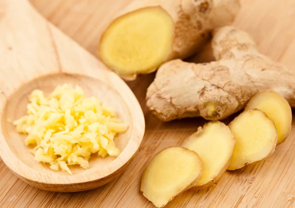 Piece slice and crushed of ginger — Stock Photo, Image