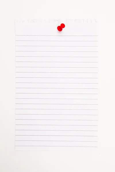 Blank page with red thumbtack — Stock Photo, Image