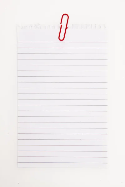 Blank page with red paperclip — Stock Photo, Image