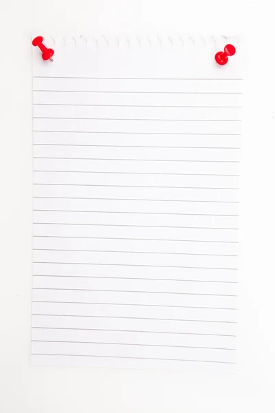 Blank paper with red pushpin — Stok fotoğraf