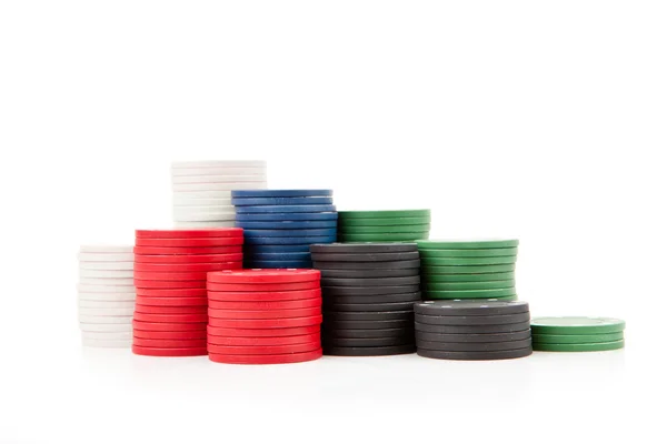 Poker coins piled up together — Stock Photo, Image