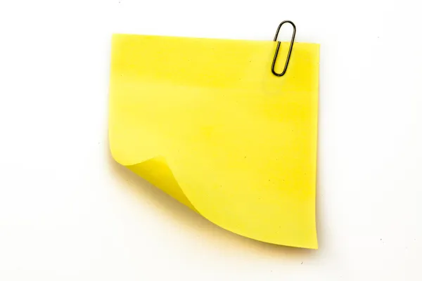 Sticky note with grey paperclip — Stock Photo, Image