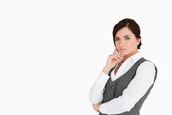 Businesswoman with blue eyes posing — Stock Photo, Image