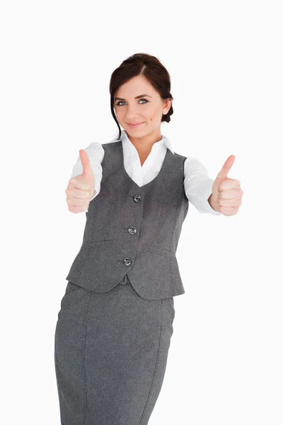 Beautiful businesswoman the thumbs-up — Stock Photo, Image
