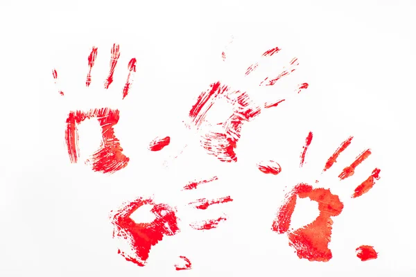 Cztery czerwone handprints — Zdjęcie stockowe