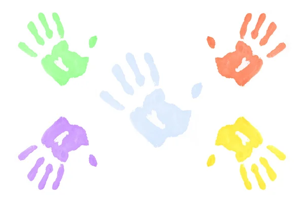 Five multicored handprints — Stock Photo, Image