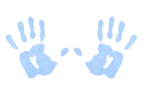 Two blue symmetric handprints — Stock Photo, Image