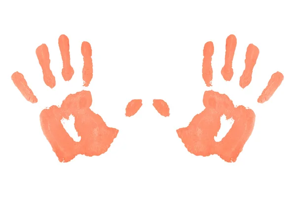 Two red symmetric handprints — Stock Photo, Image