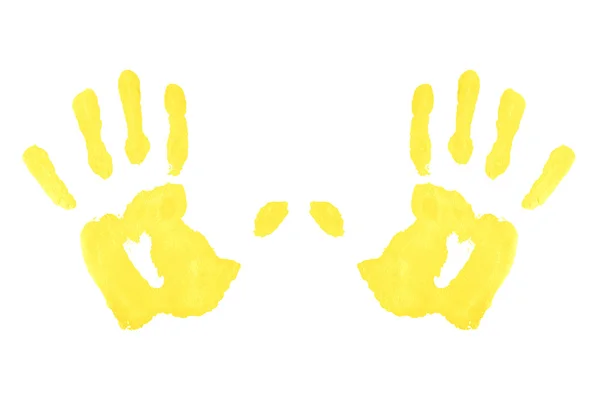 Két sárga szimmetrikus handprints — Stock Fotó