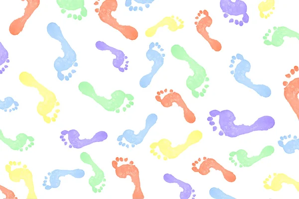 Lots of multi colored footprints — Stock Photo, Image