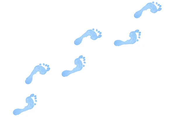 Sechs blaue Fußabdrücke — Stockfoto