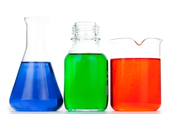 Beakers and an erlenmeyer Royalty Free Stock Images