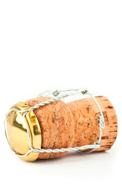 Close up of a cork with iron wire — Stock Photo, Image