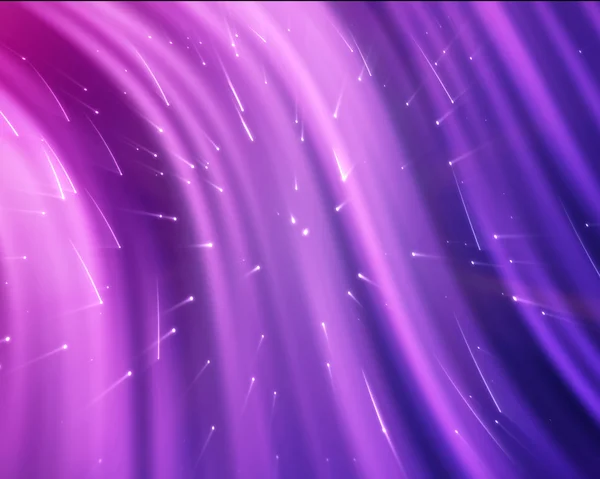 Purple streams of light with shining stars — Stock Photo, Image