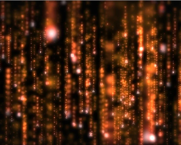 Lines of orange blurred letters falling — Stock Photo, Image