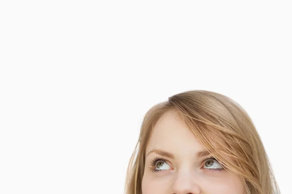 Blonde woman looking up — Stock Photo, Image