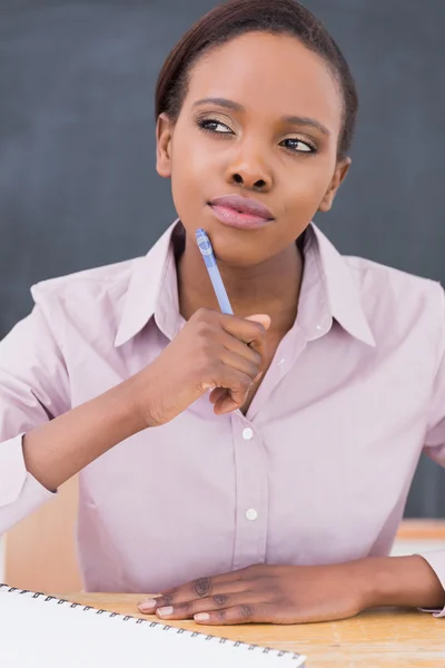 Black teacher thinking — Stock Photo, Image