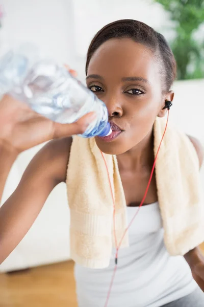 Close up of a black woman drinking — Stock Photo, Image