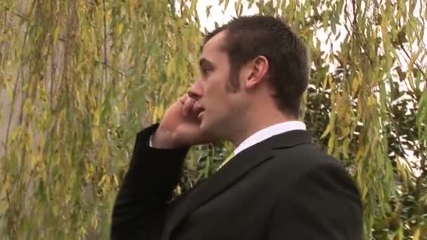 Stock Footage of Homme d'affaires travaillant en plein air — Video