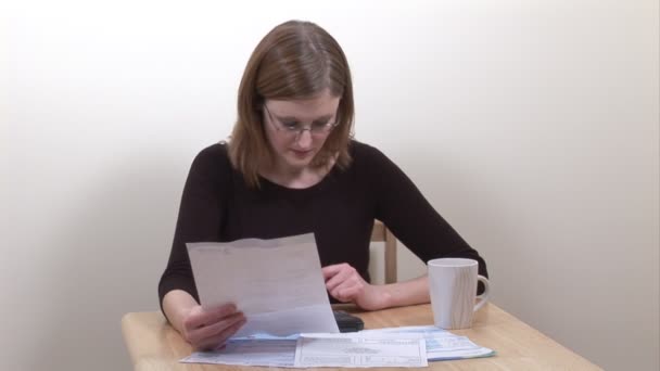 Stock Footage of Woman Working at Home — Stock Video