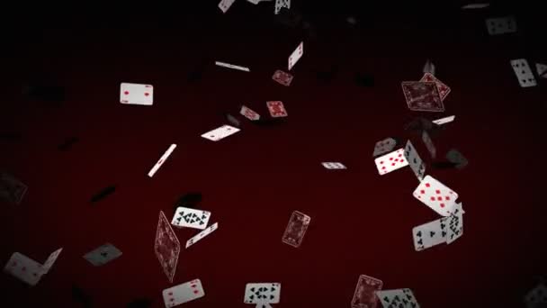 Tarjetas de poker cayendo — Vídeo de stock
