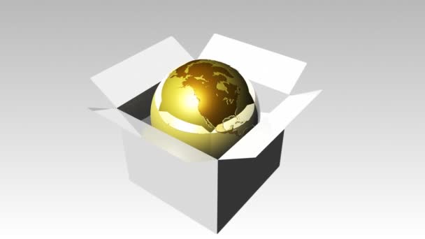 Globe in een doos — Stockvideo