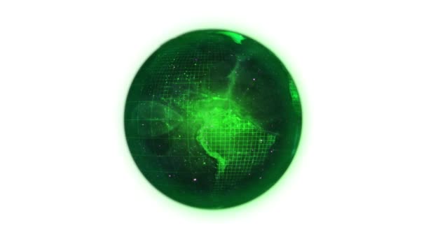 Animated green planet globe in movement — Stock Video