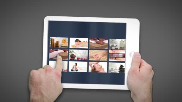 Tablette animée affichant des vidéos sur le spa — Video