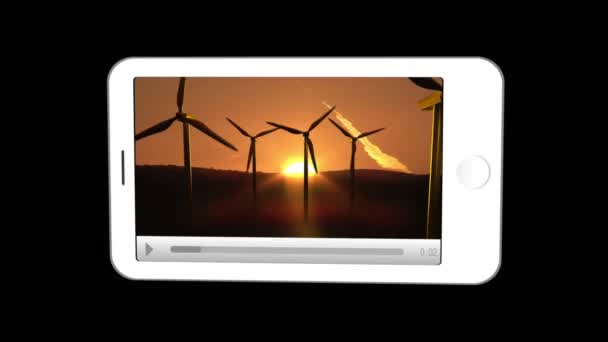 Smartphone zobrazeno obnovitelných zdrojů energie — Stock video