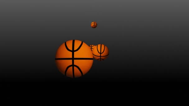 Balones de baloncesto 3d cayendo — Vídeos de Stock