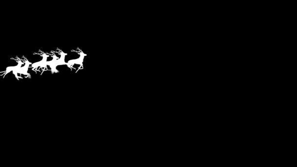 圣诞老人和驯鹿在天空飞行的动画 — 图库视频影像