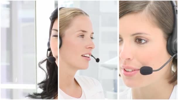 Team di lavoro in un call center — Video Stock