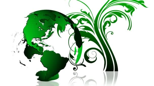 緑の地球惑星のアニメーション。緑および生態学的な世界の概念 — ストック動画