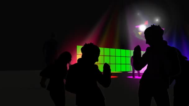 Силуети танцюють в нічному клубі — стокове відео