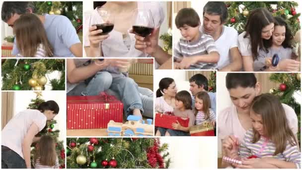 Familia divirtiéndose en Navidad — Vídeo de stock