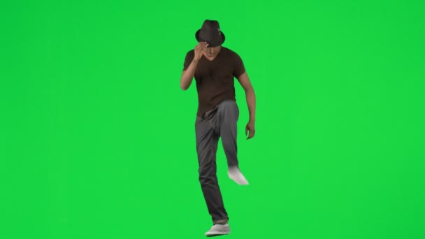 Ethnic young man dancing with a hat footage — Stock Video