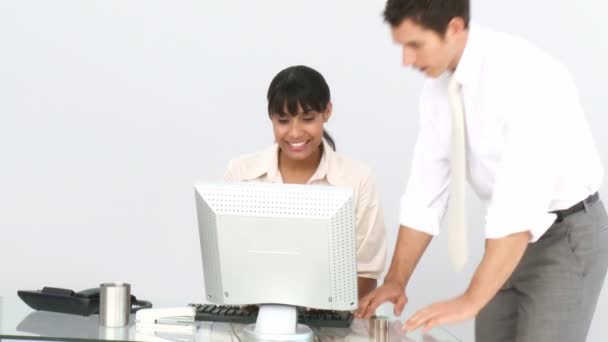 Bilgisayarda Business iş arkadaşları — Stok video