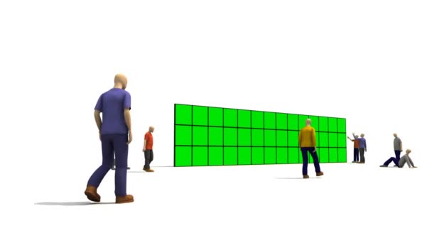 3D men in front of a green screens — Stock Video