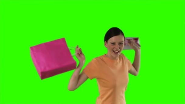 クロマ キー女性ショッピング — ストック動画