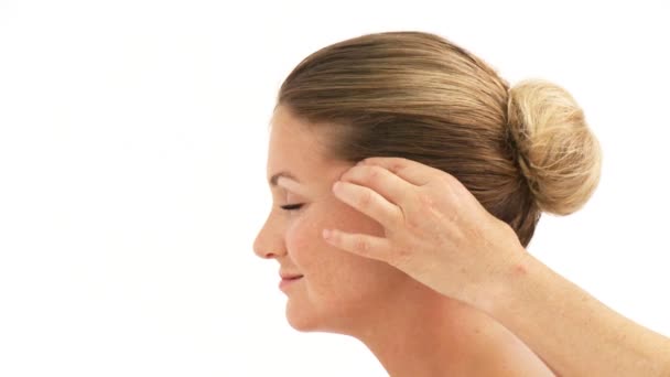 Young woman at a hotel health spa — Stock Video