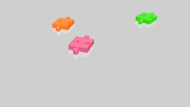 Animation of a colorful jigsaw — Stock Video